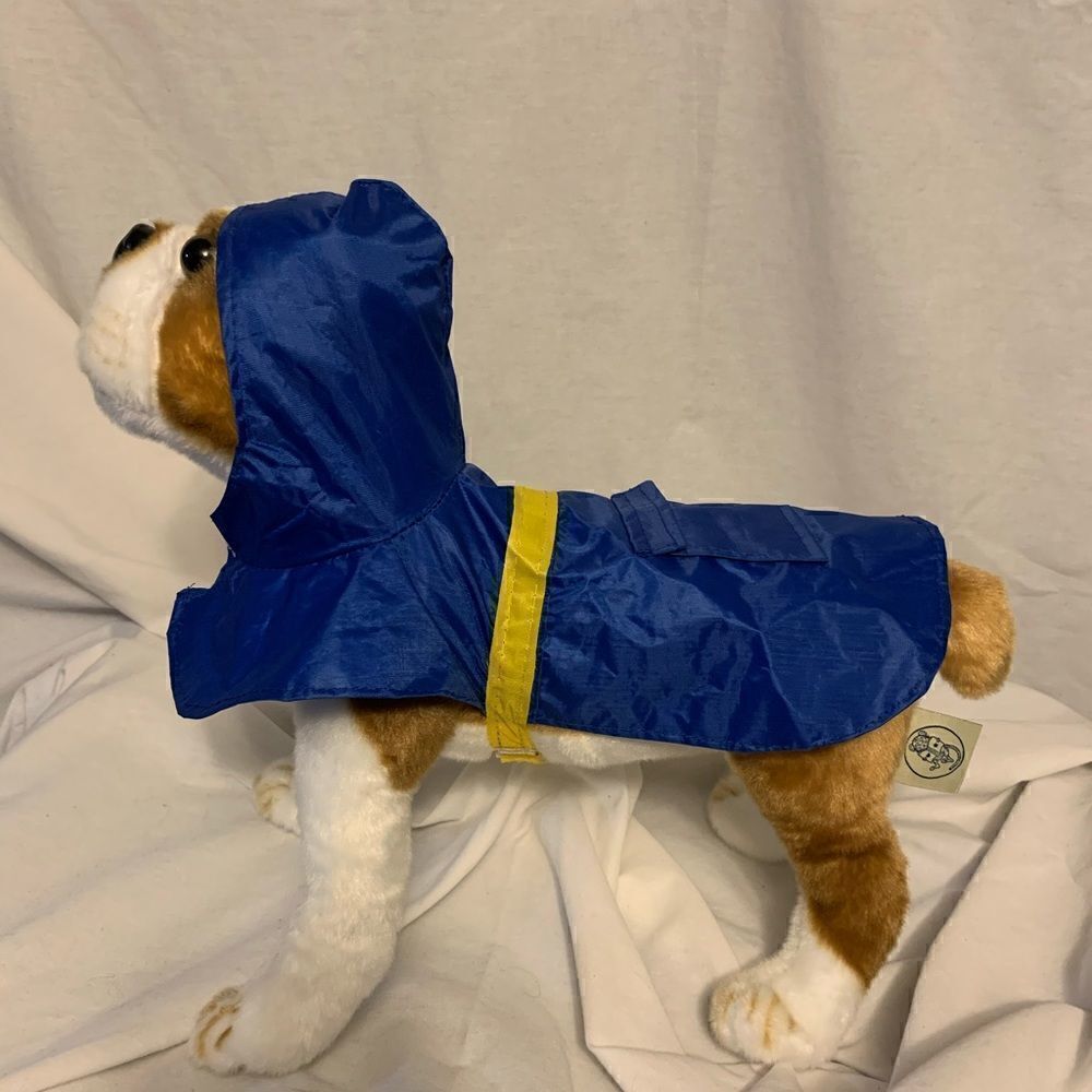 Paws & Claws Blue and Yellow Doggie Raincoat Sz S